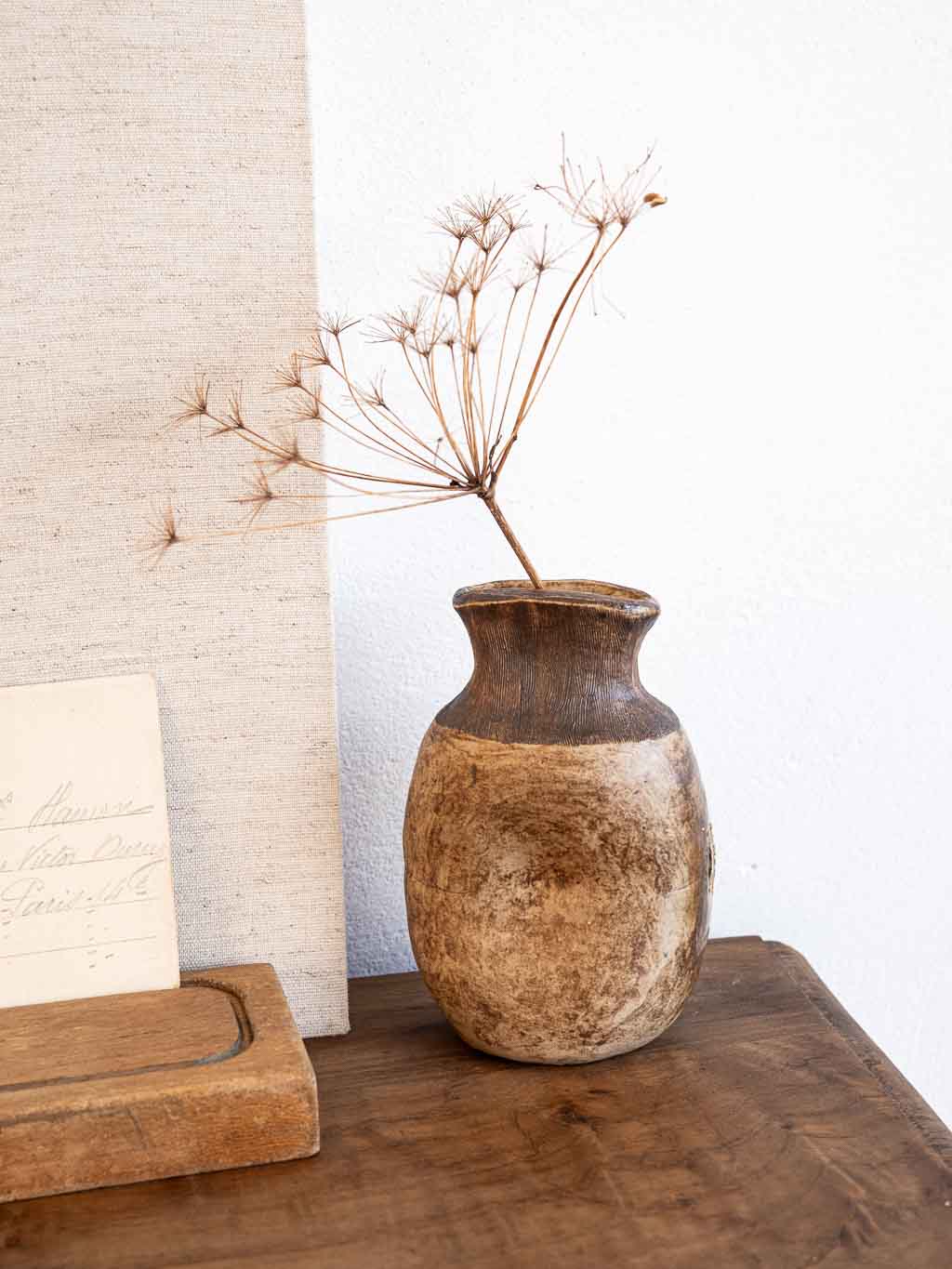 vase en grès brut et col strié