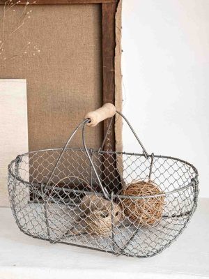 Grand panier de pêche à pied en métal galvanisé 44cm