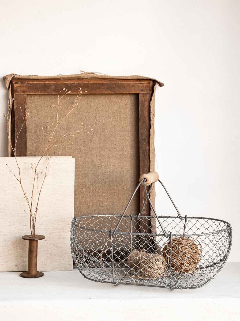 Grand panier de pêche à pied en métal galvanisé 44cm