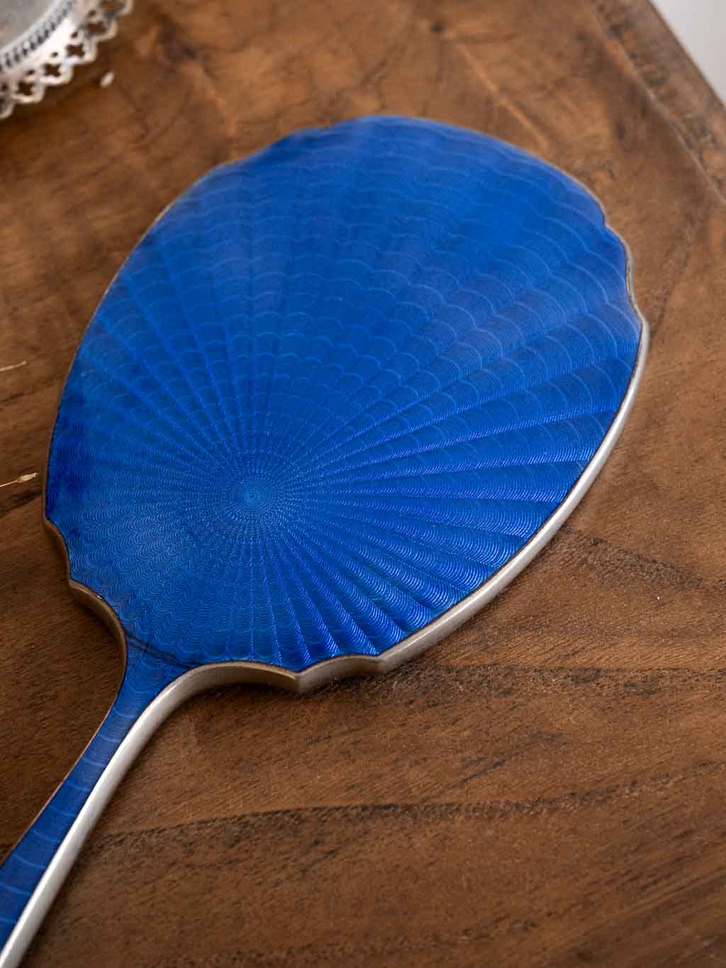 miroir à main vintage dos bleu