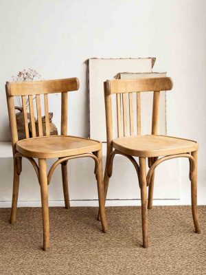 Lot chaises anciennes de bistrot en bois courbé style thonet, baumann