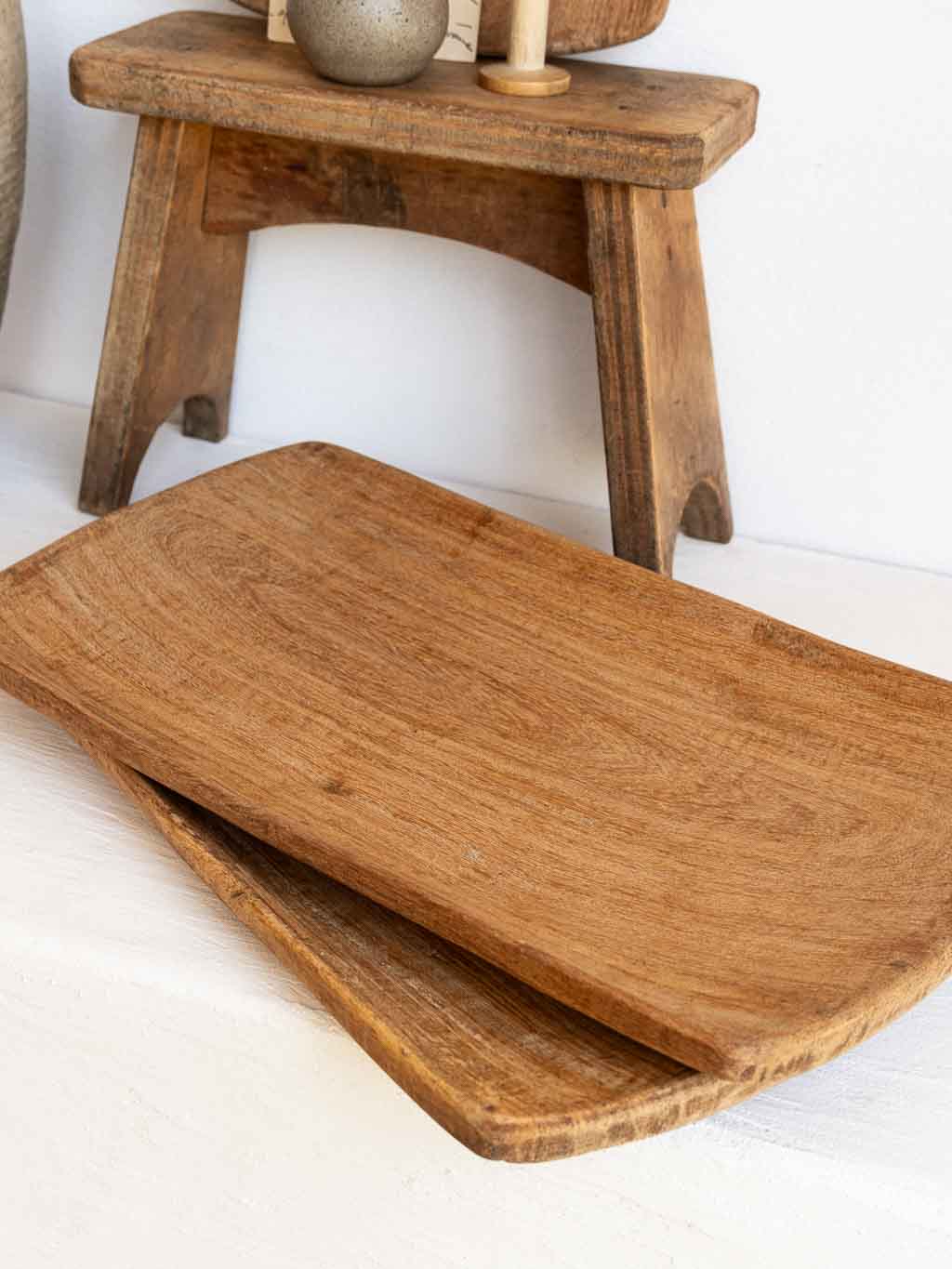 plateau en bois brut 40 cm ethnique