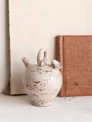 Gargoulette ou chevrete en céramique beige mouchetée Claude Paci