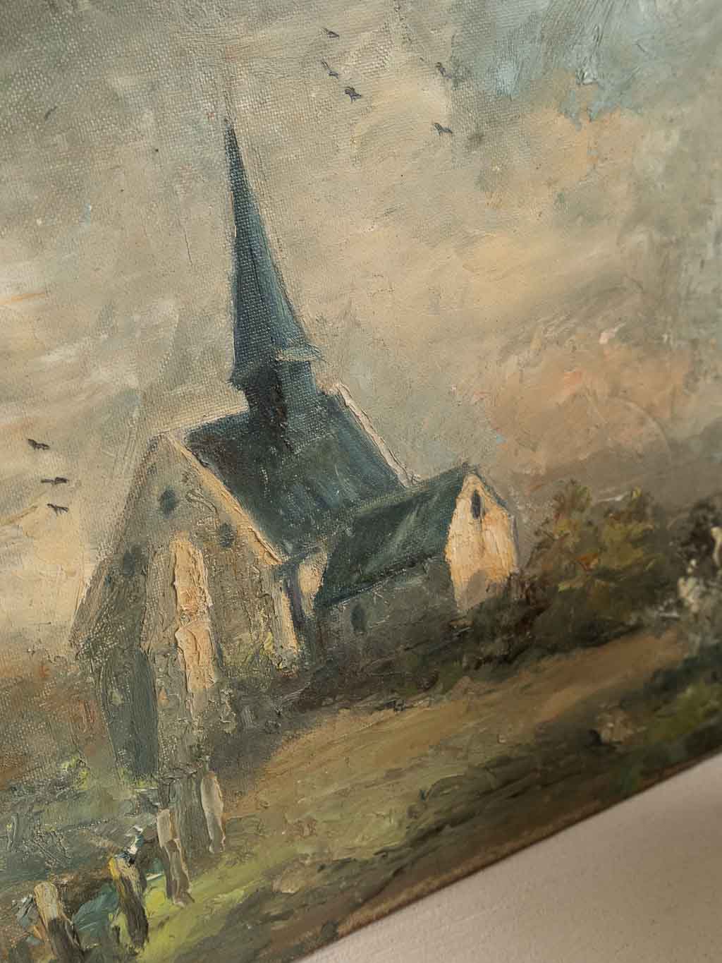 Huile sur toile cartonnée - Paysage rural – Image 4