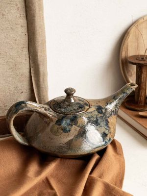 Théière grès Micotte Pernot bleu et marron