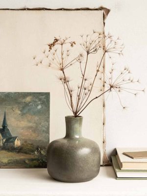 vase gris vert en céramique