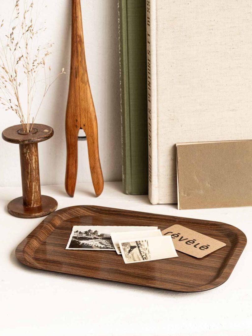 petit plateau vintage scandinave, effet bois