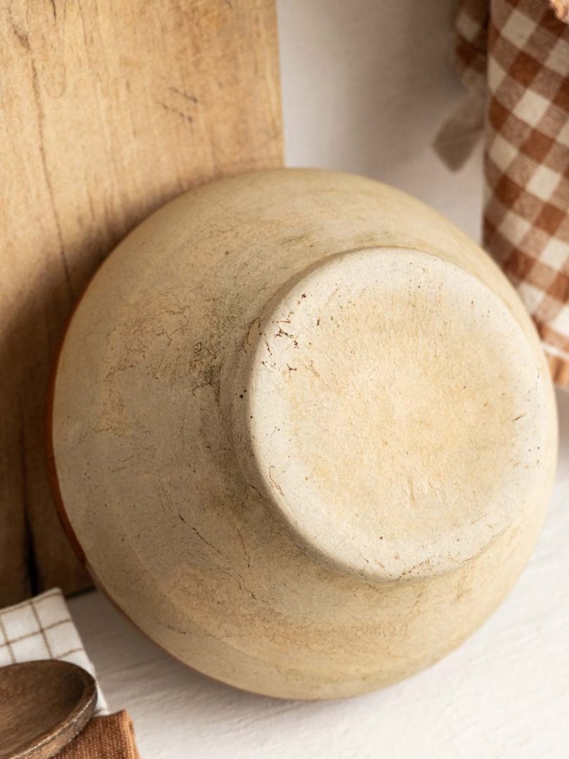 bol en grès bicolore beige brun