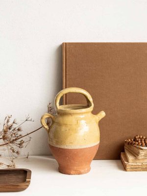 Jarre ancienne bicolore ocre et terre cuite