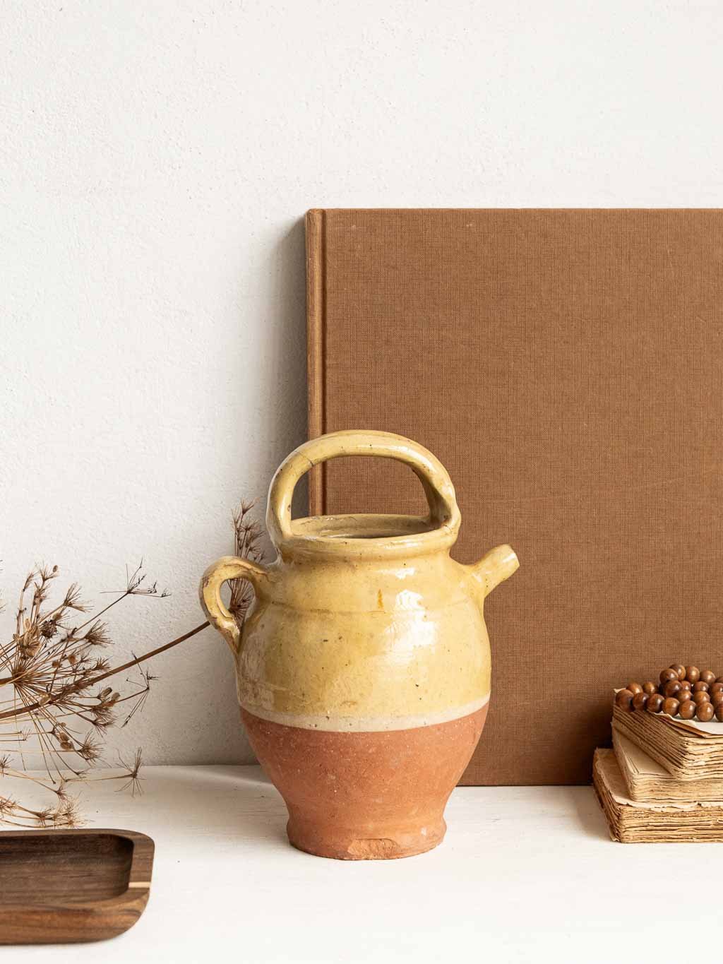Jarre ancienne bicolore ocre et terre cuite