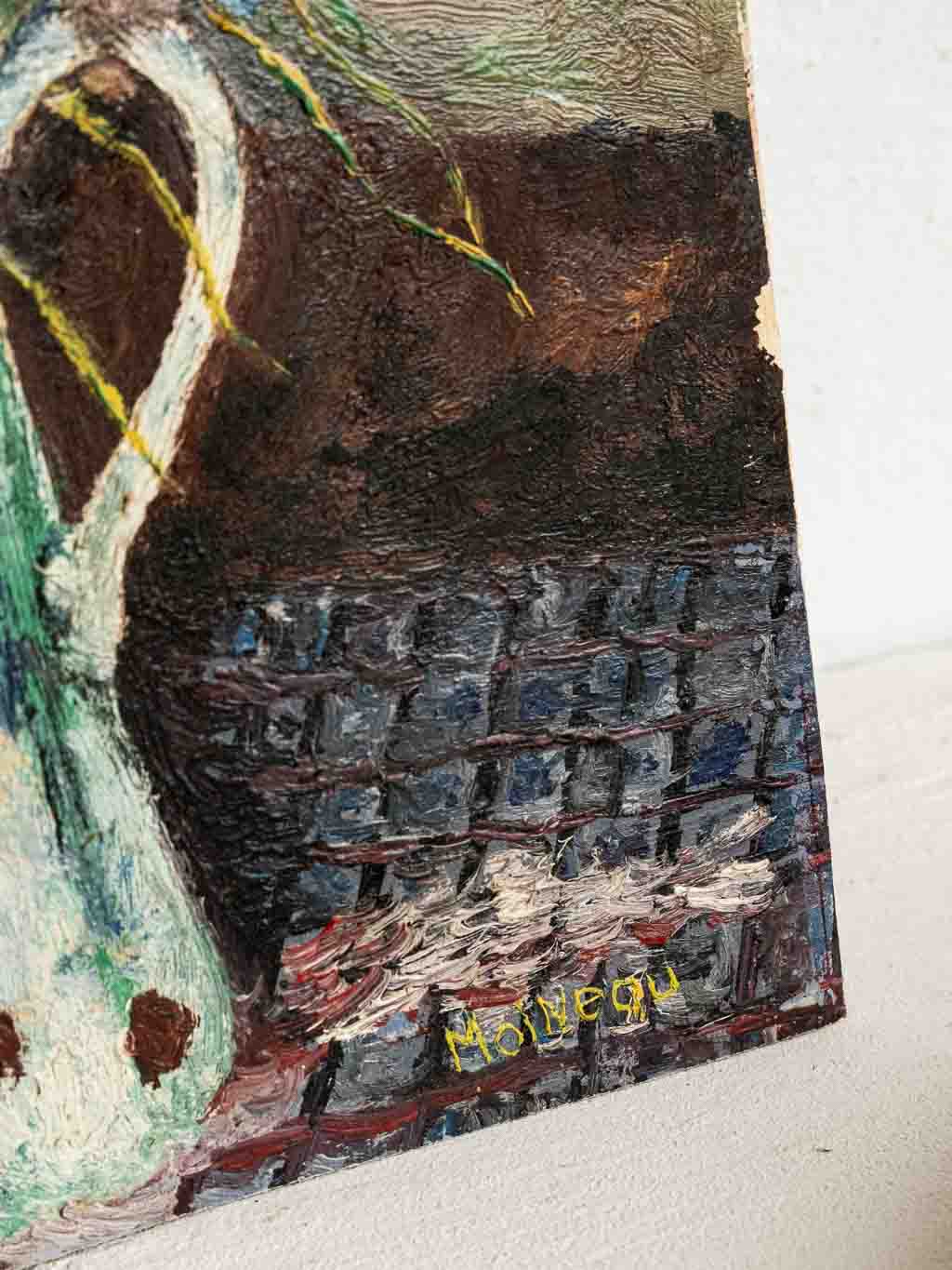 Petite peinture à l'huile, nature morte, bouquet