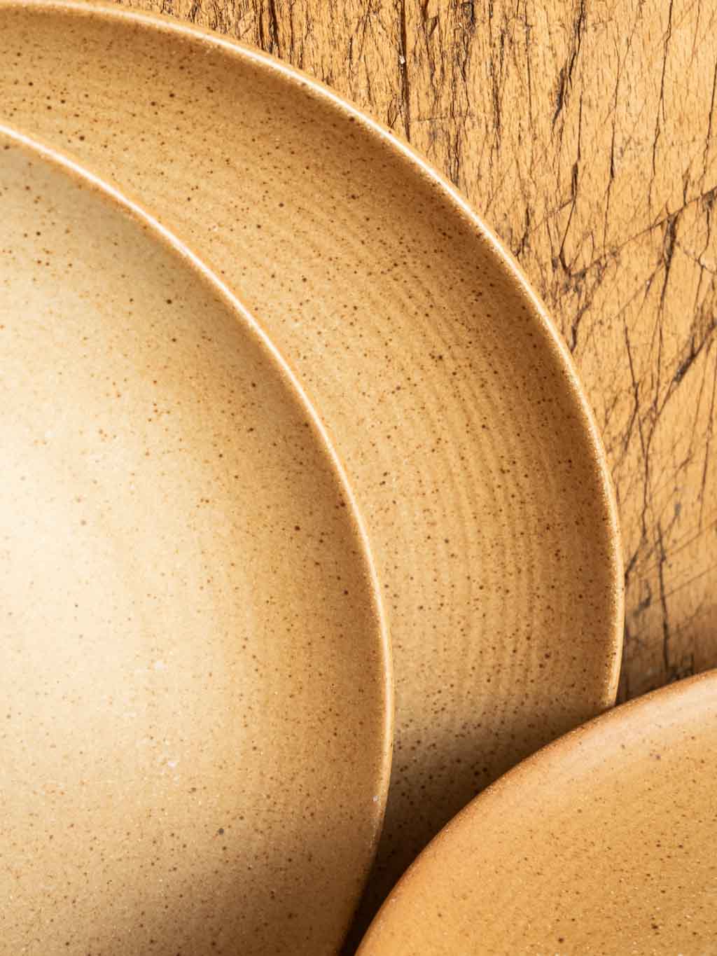 ensemble de 8 assiettes plates en grès vintage