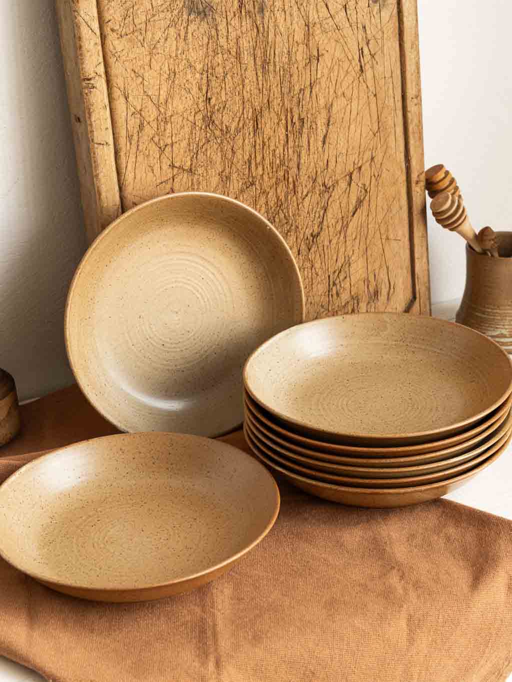 assiette creuses grès village lot de 8