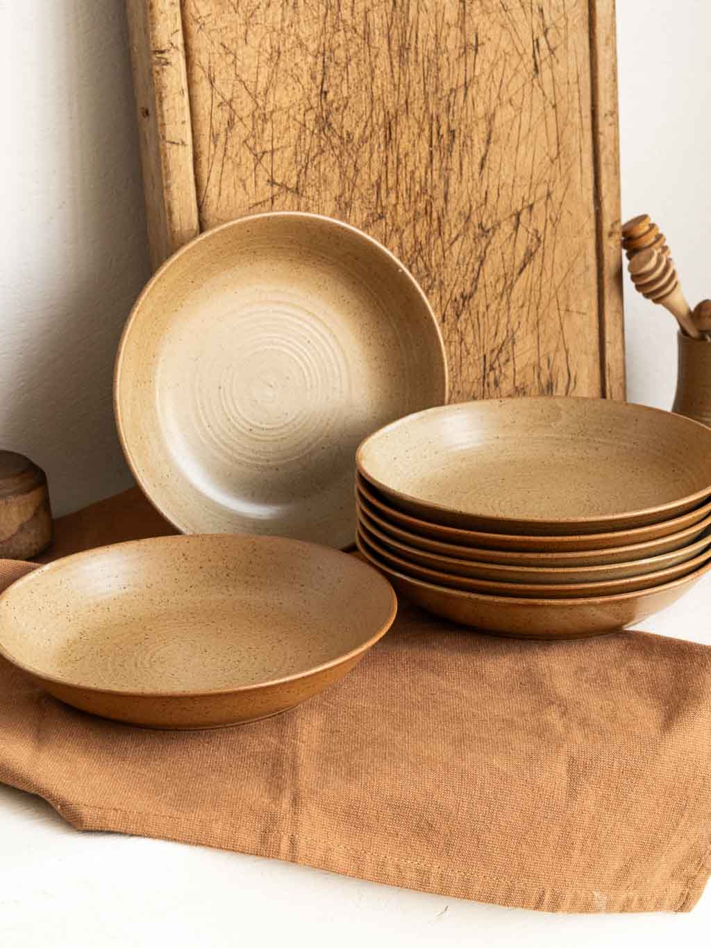assiette creuses grès village lot de 8