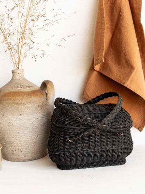 petit panier bressan à oeufs en rotin noir