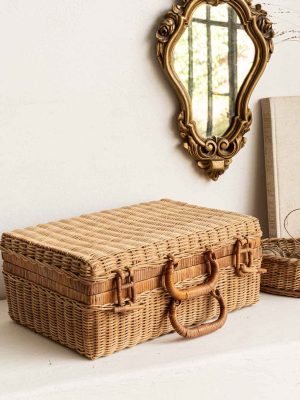 Valise vintage en rotin 1960