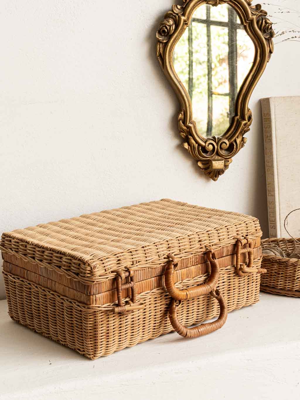 Valise vintage en rotin 1960