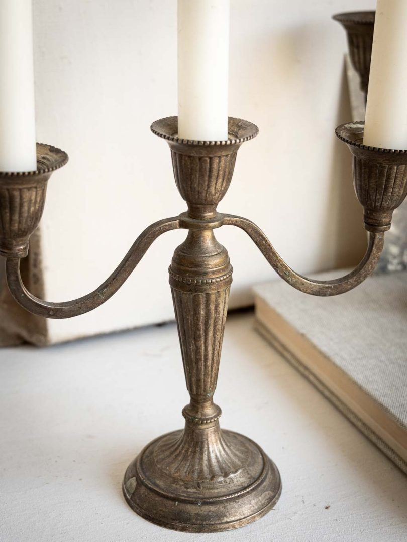 paire de chandelier anciens en métal, 3 branches