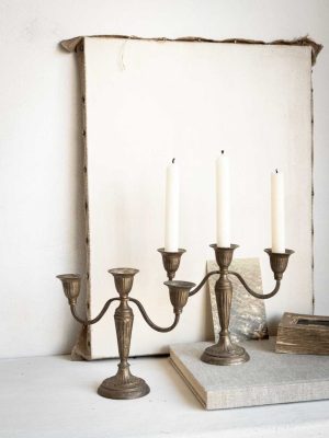 paire de chandelier anciens en métal, 3 branches