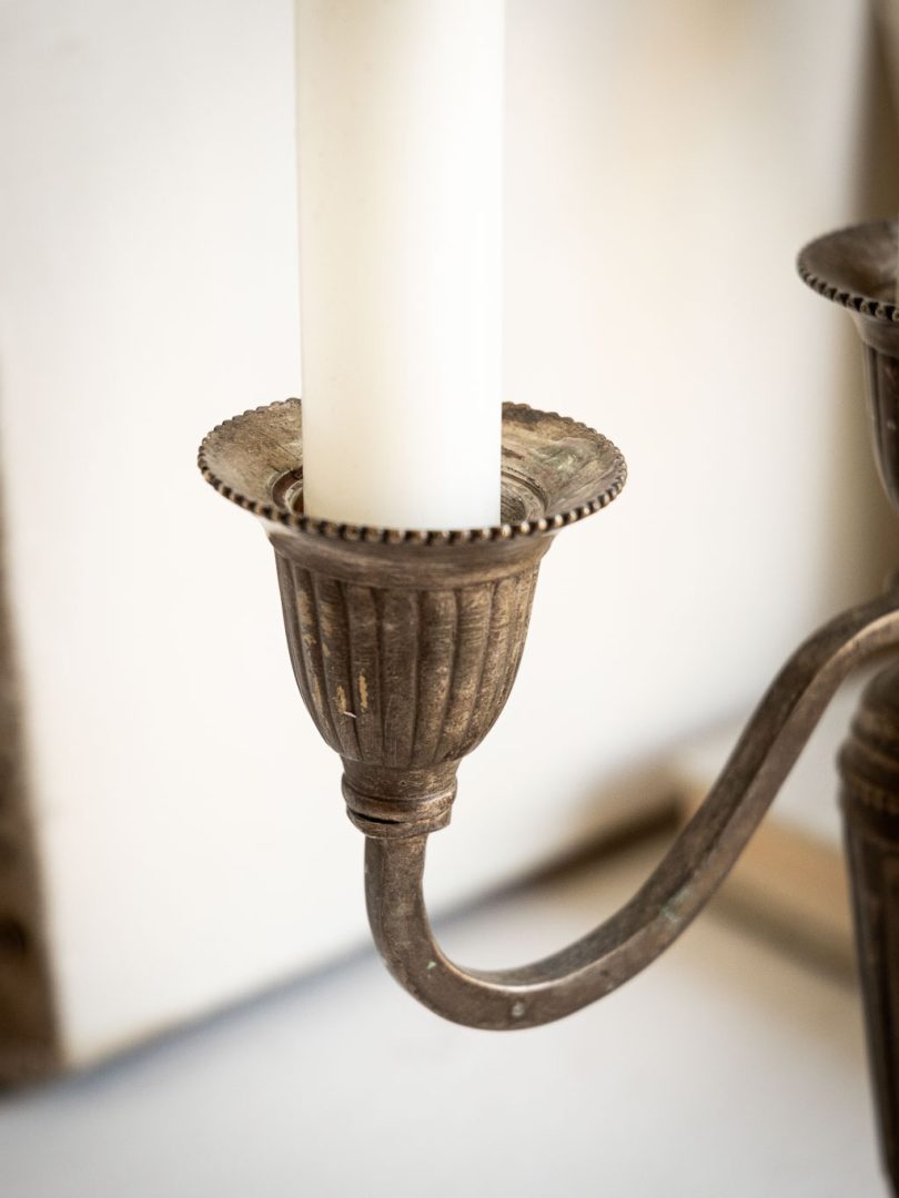 paire de chandelier anciens en métal, 3 branches