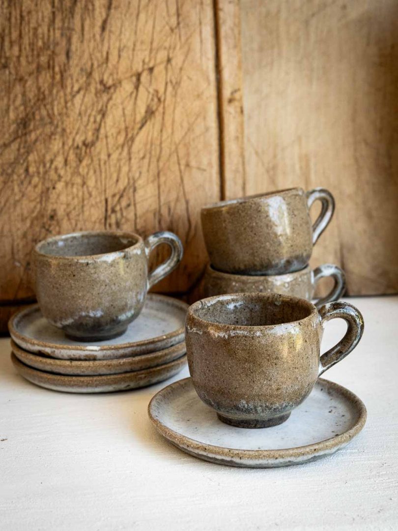 Lot 4 tasses en grès Vallée Noire