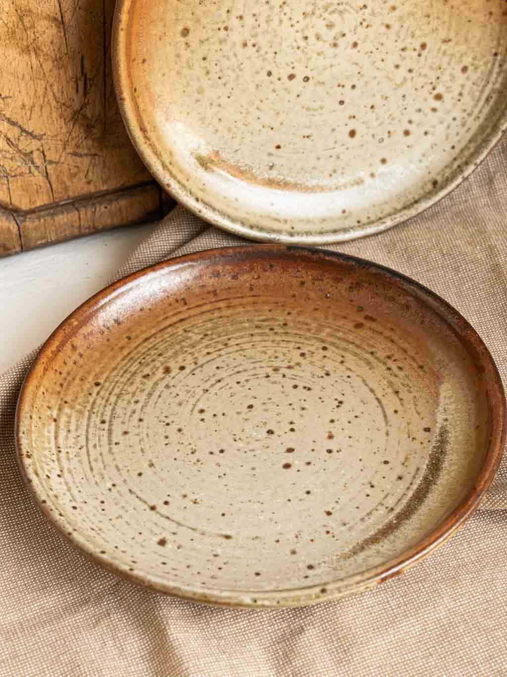 lot de 2 assiettes en grès moucheté jean pierre Prudhomme
