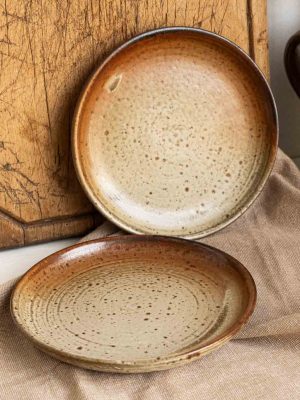 lot de 2 assiettes en grès moucheté jean pierre Prudhomme