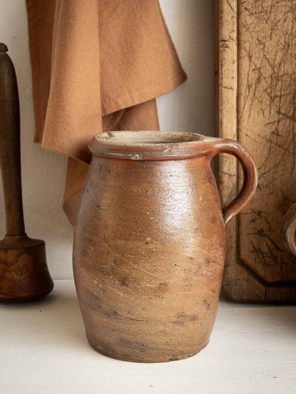 pot en grès ancien, pot à ustensiles de cuisine