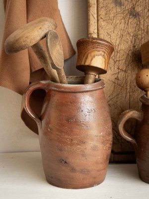 pot en grès ancien, pot à ustensiles de cuisine