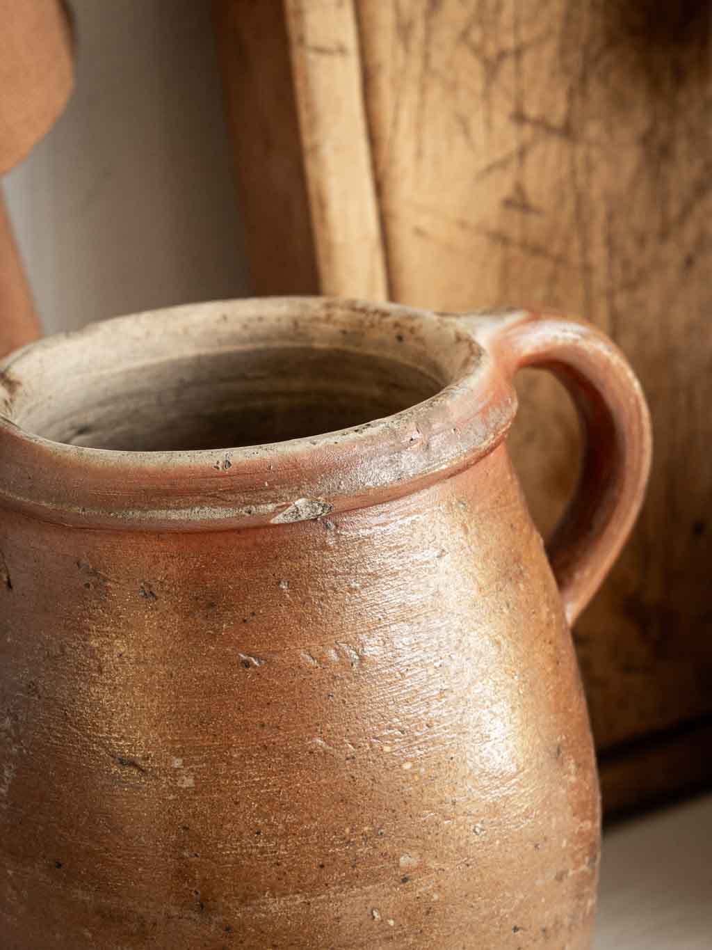 pot en grès ancien, pot à ustensiles de cuisine