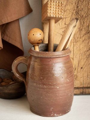 ancien Pot en grès brun avec anse