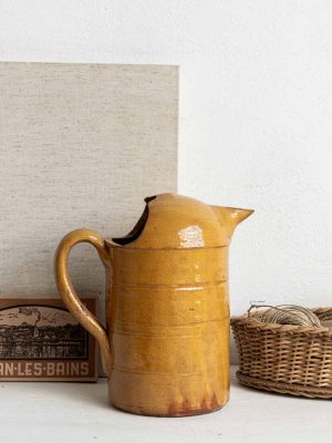 pichet en grès vintage ocre jaune