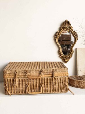 Grande valise en rotin vintage 53 cm
