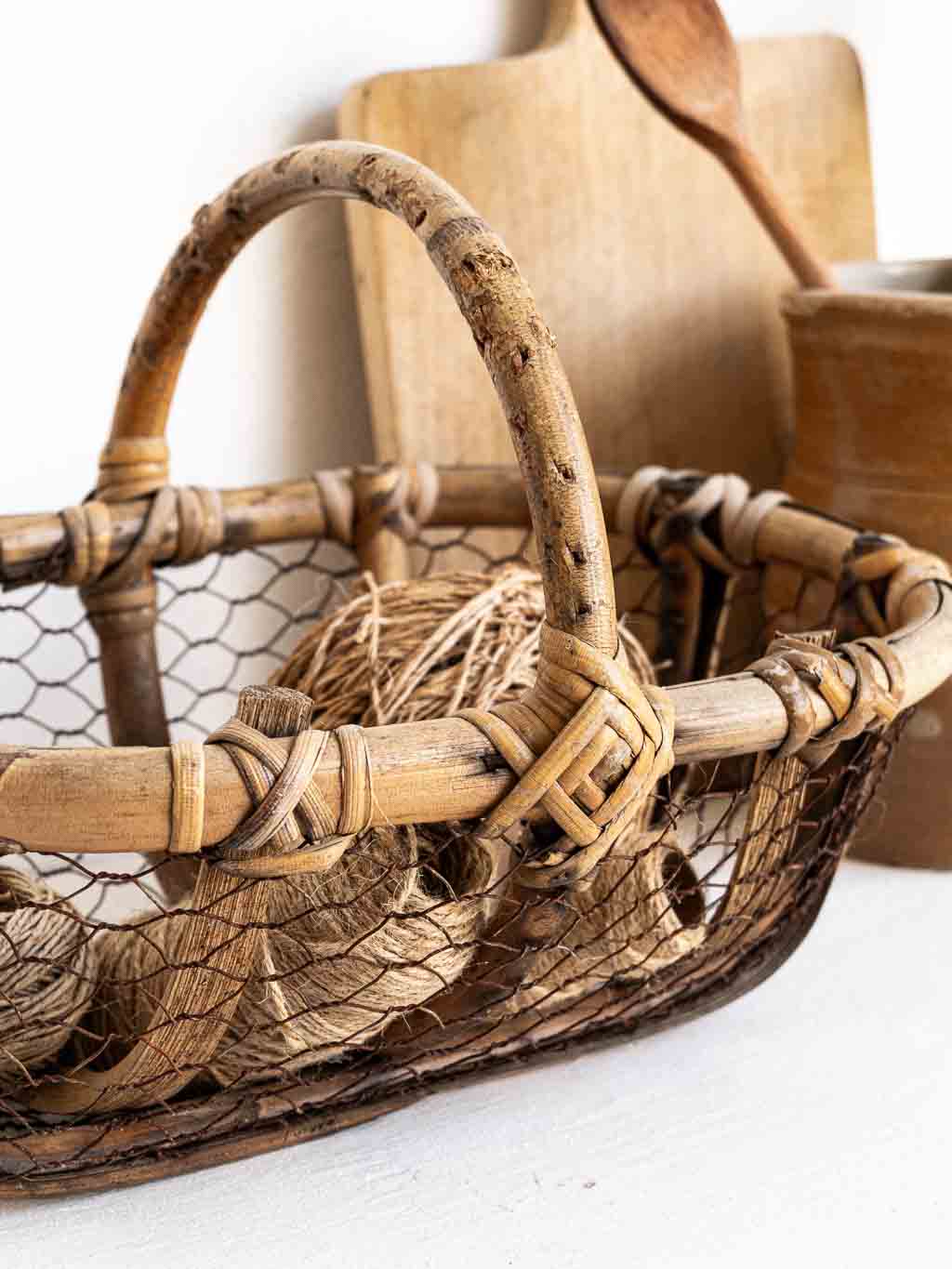 Petit panier bambou et métal grillagé – Image 4