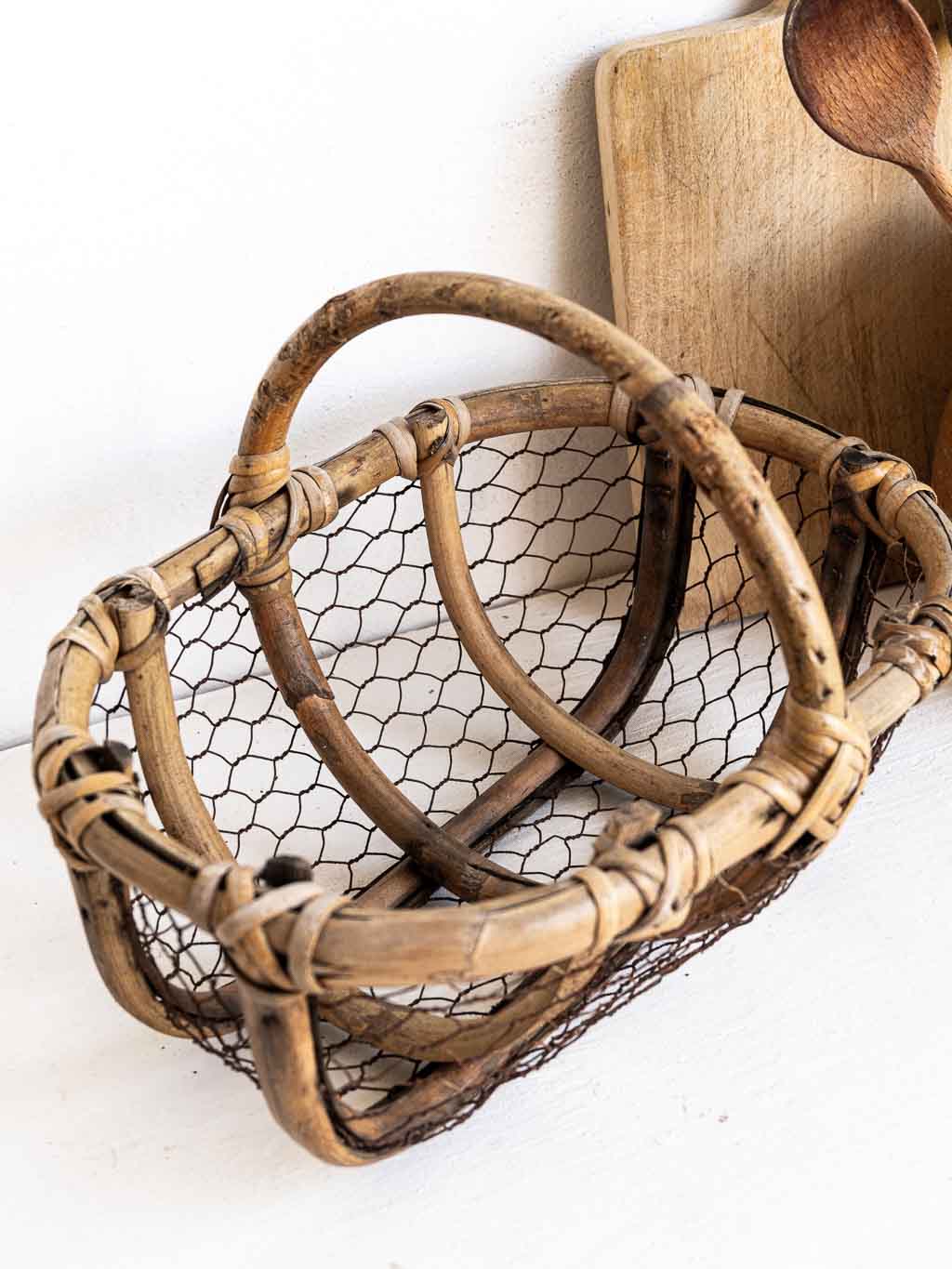 Petit panier bambou et métal grillagé – Image 3