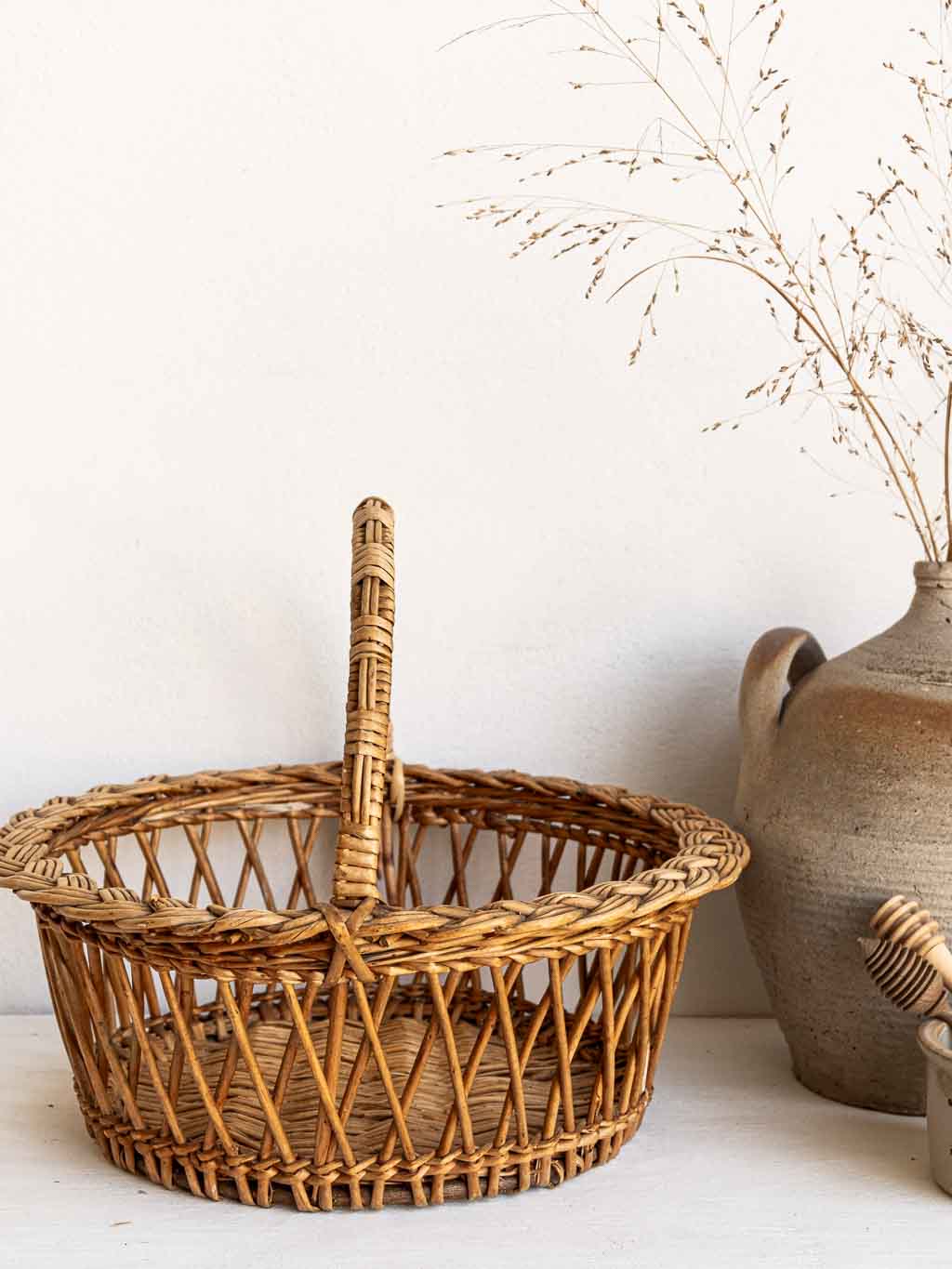 Panier vintage rond en osier