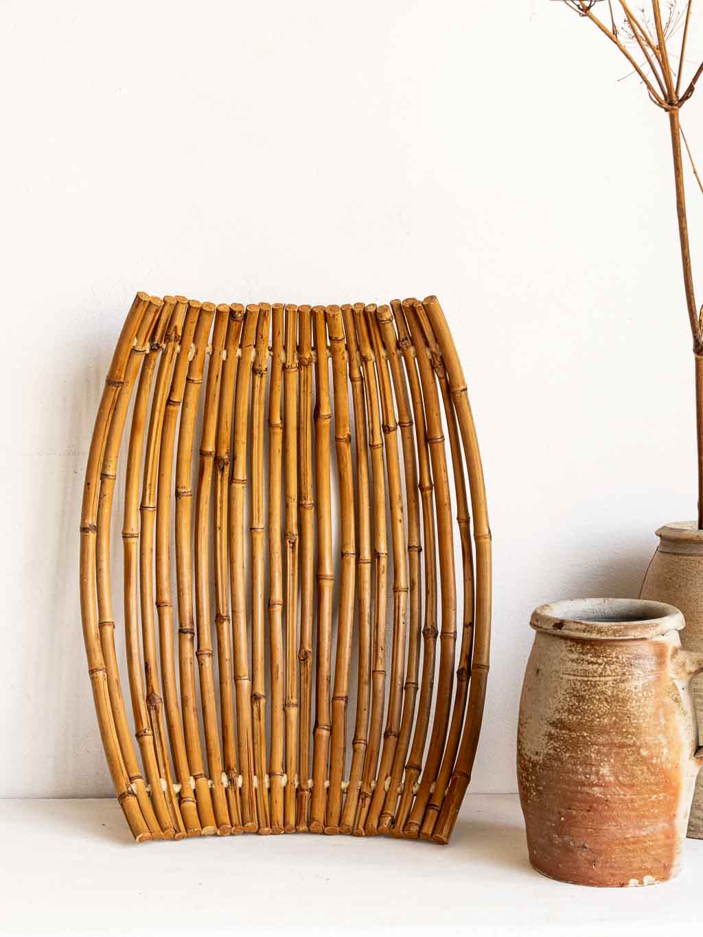Très grande corbeille à fruit coupe à fruits vintage en bambou