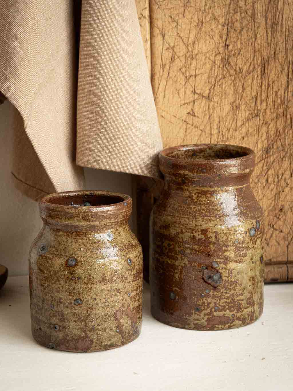 Pot à ustensiles en grès pyrité vintage style Baudat