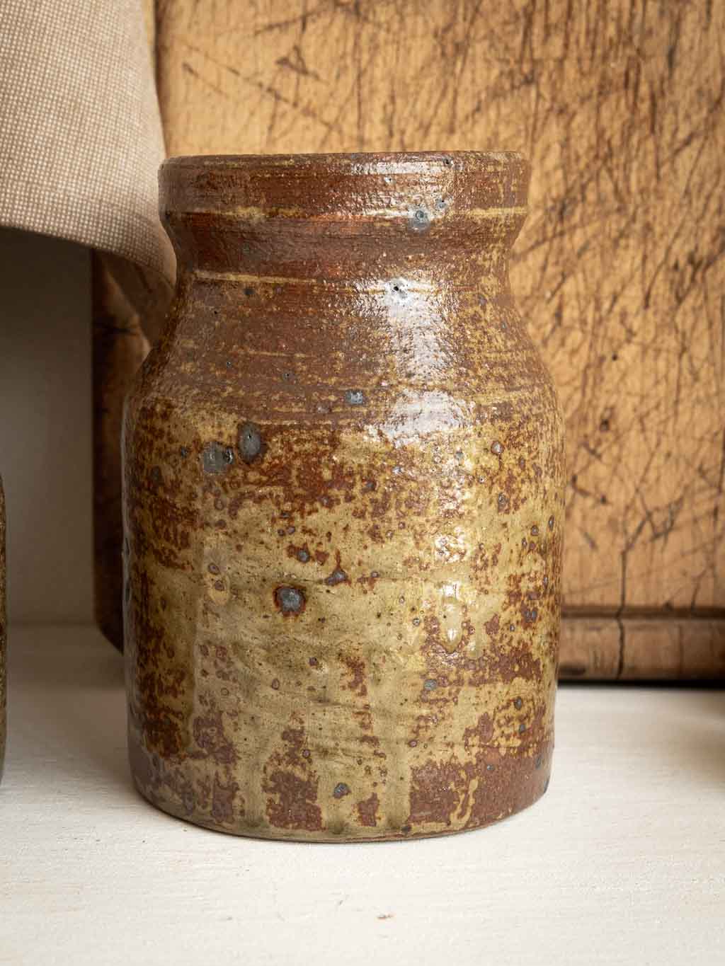 Pot à ustensiles en grès pyrité vintage style Baudat