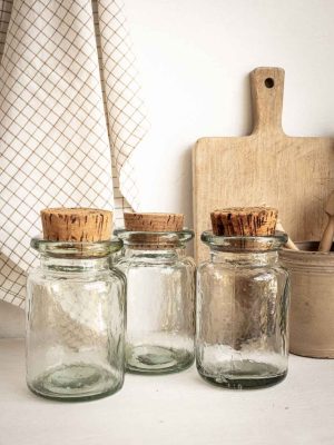 lot 3 bocaux en verre vintage avec bouchon en liège