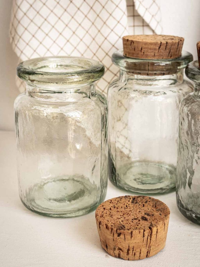lot 3 bocaux en verre vintage avec bouchon en liège