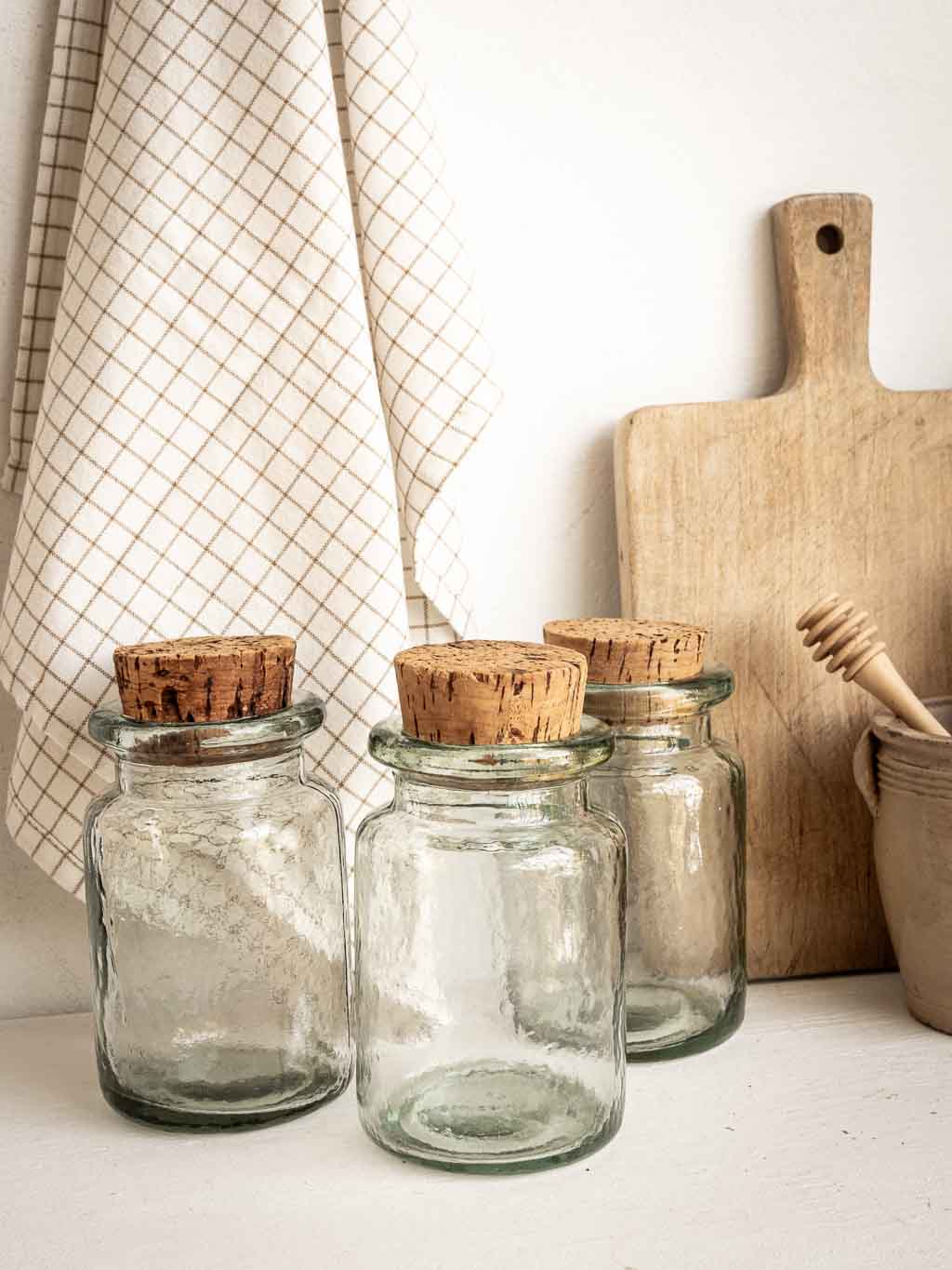 lot 3 bocaux en verre vintage avec bouchon en liège