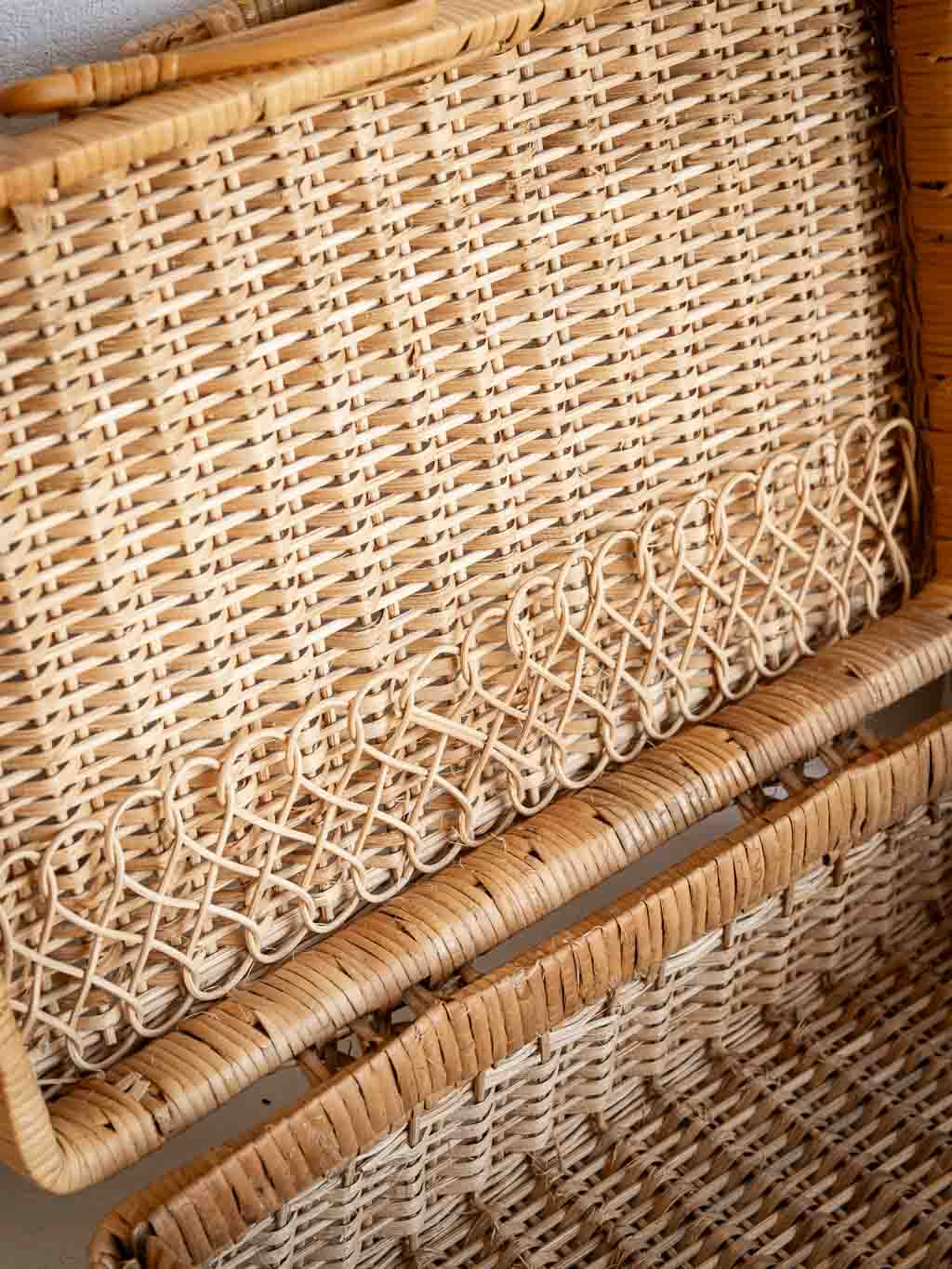 valise vintage en rotin rangement boheme