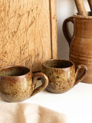 lot 2 tasses en grès pyrité style Baudat