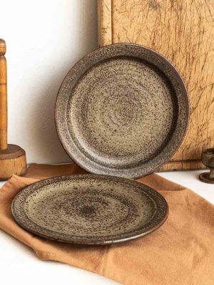 lot 2 assiettes plates le cep, Jean Tessier en grès émaillé