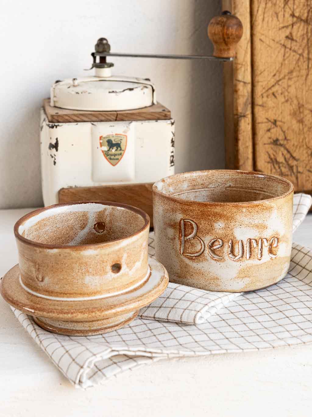beurrier à eau breton vintage en grès