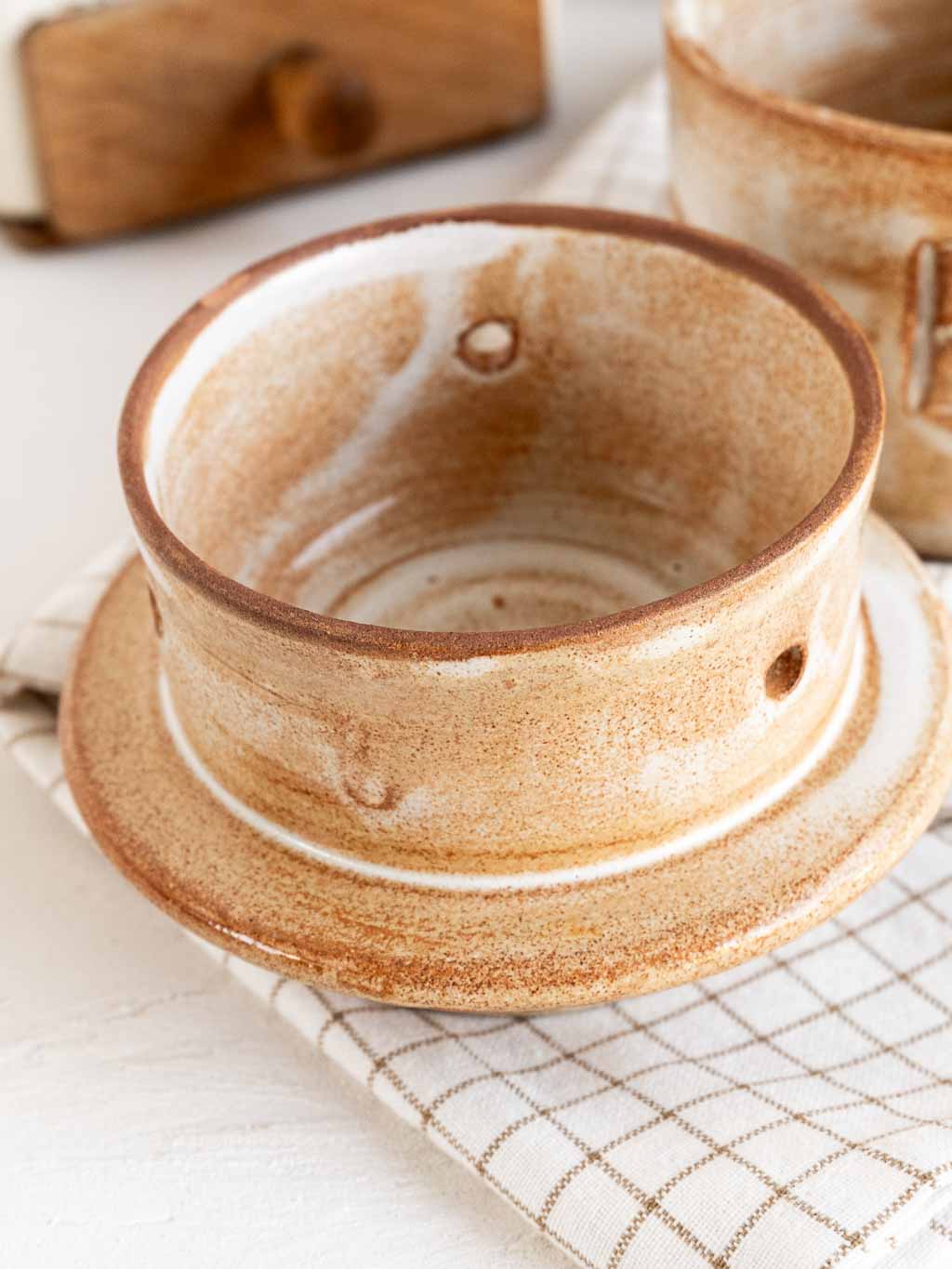 beurrier à eau breton vintage en grès