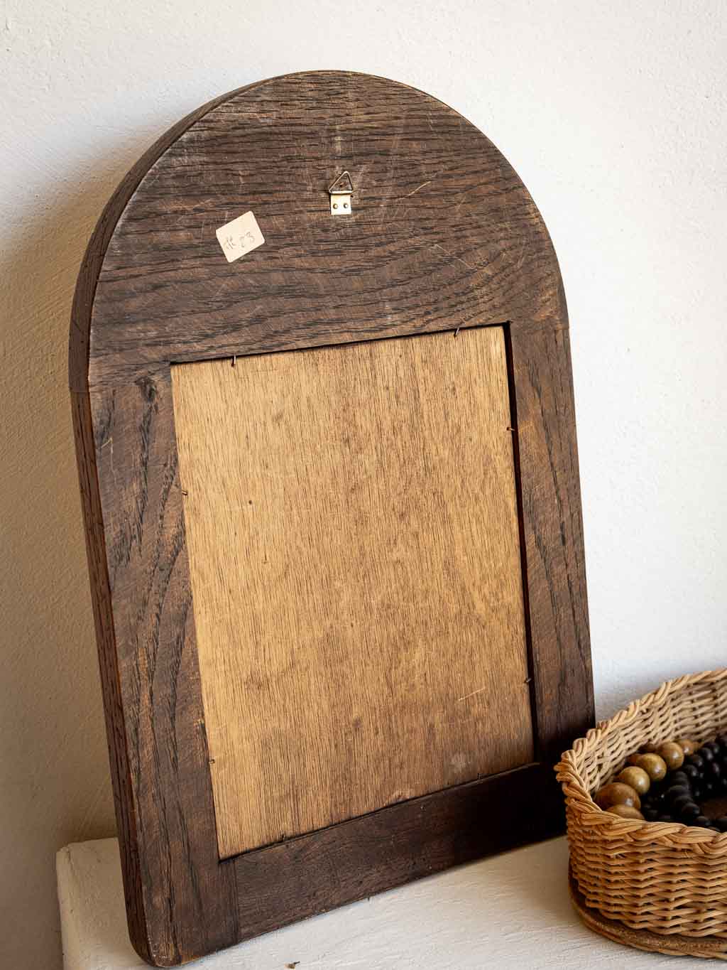 miroir ancien en bois gravé