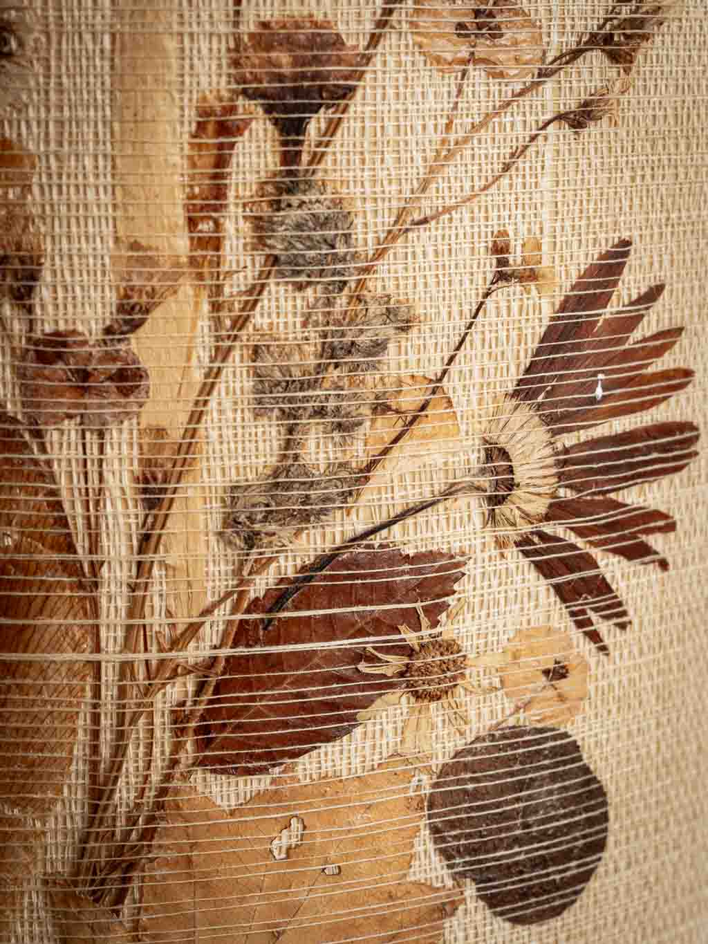 grande lampe vintage en grès abat-jour fleurs sechées