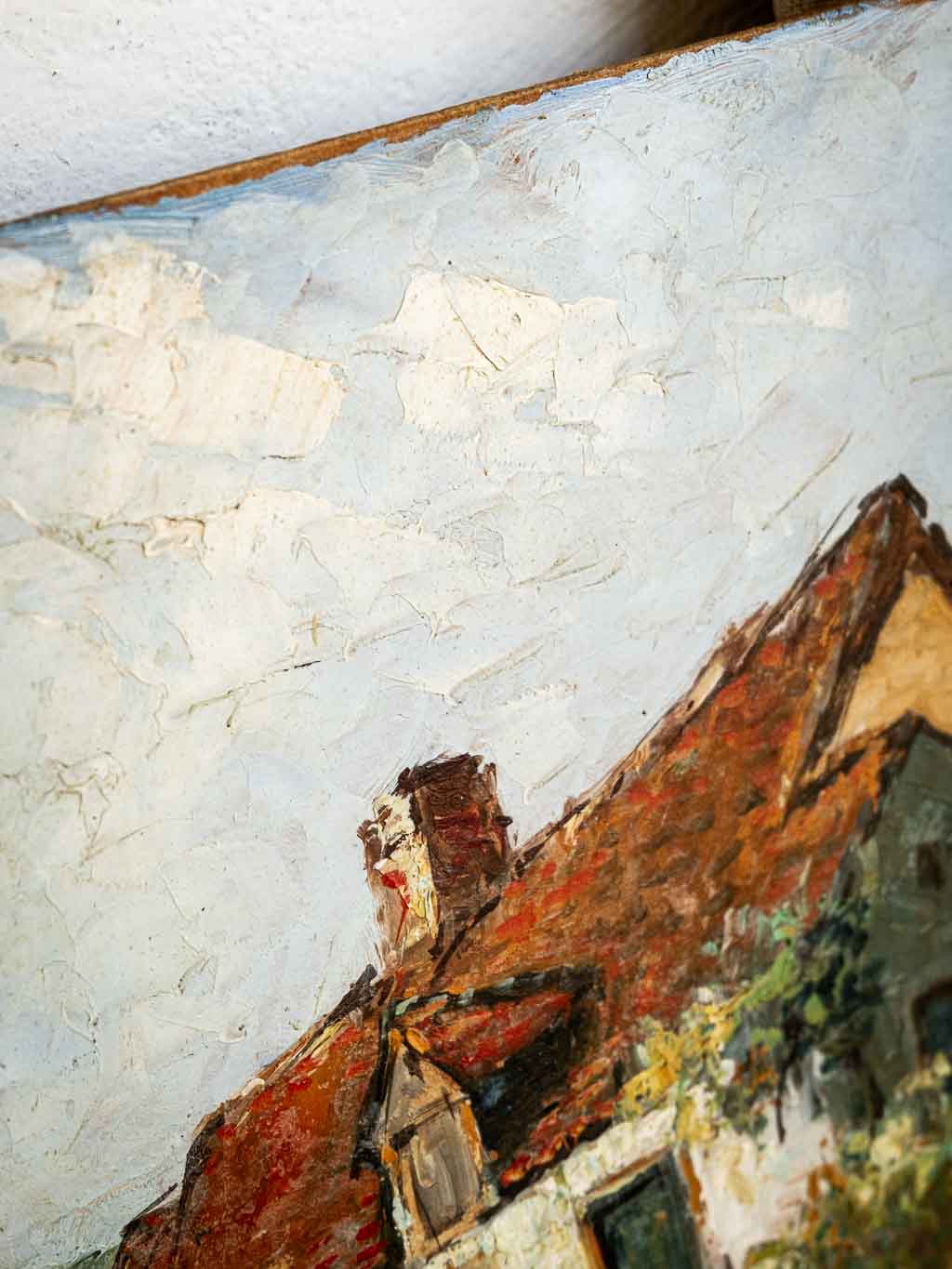 peinture huile sur bois Gabriel Deschamps scène rurale